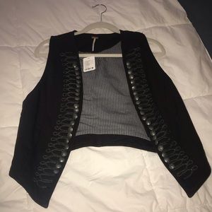 Free People black Military Vest NWT size Small